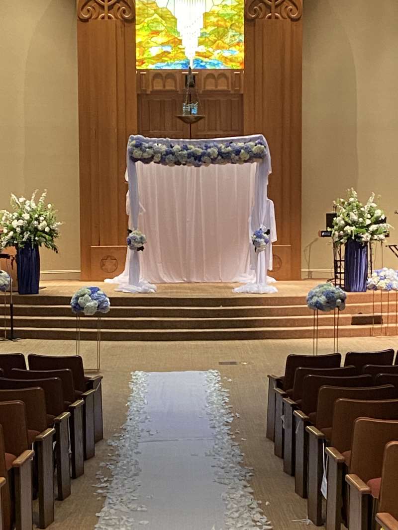 Blue and white wedding